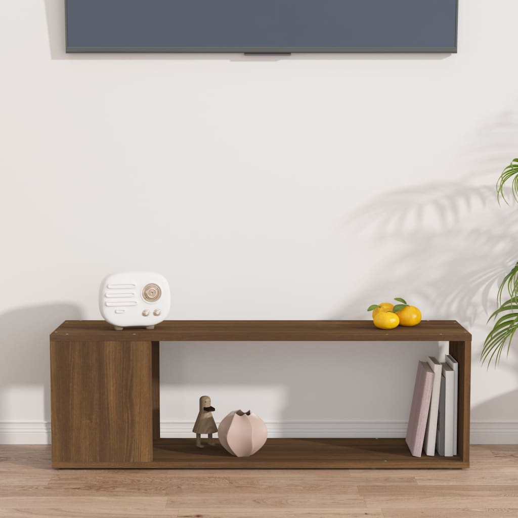 Tv-Benk Brun Eik 100X24X32 Cm Konstruert Tre