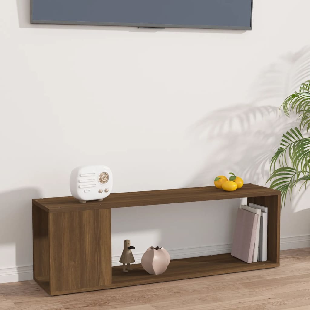 Tv-Benk Brun Eik 100X24X32 Cm Konstruert Tre
