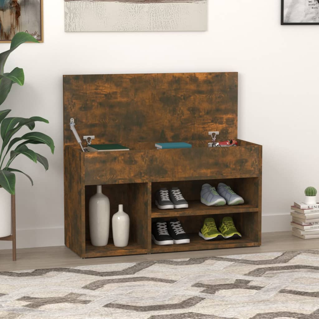Skobenk Røkt Eik 80X30X45 Cm Konstruert Tre