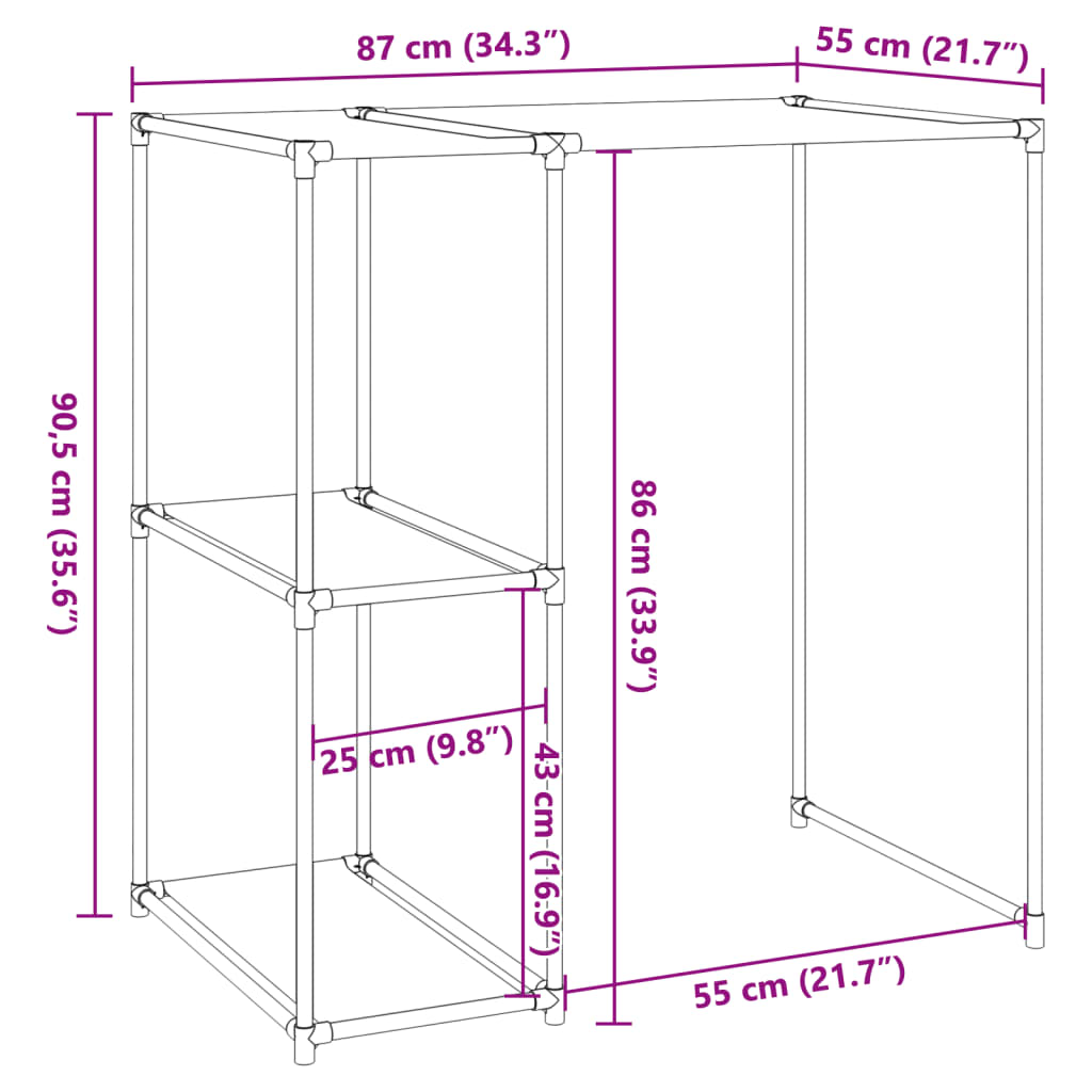 Hylle Til Vaskemaskin Svart 87X55X90,5 Cm Jern