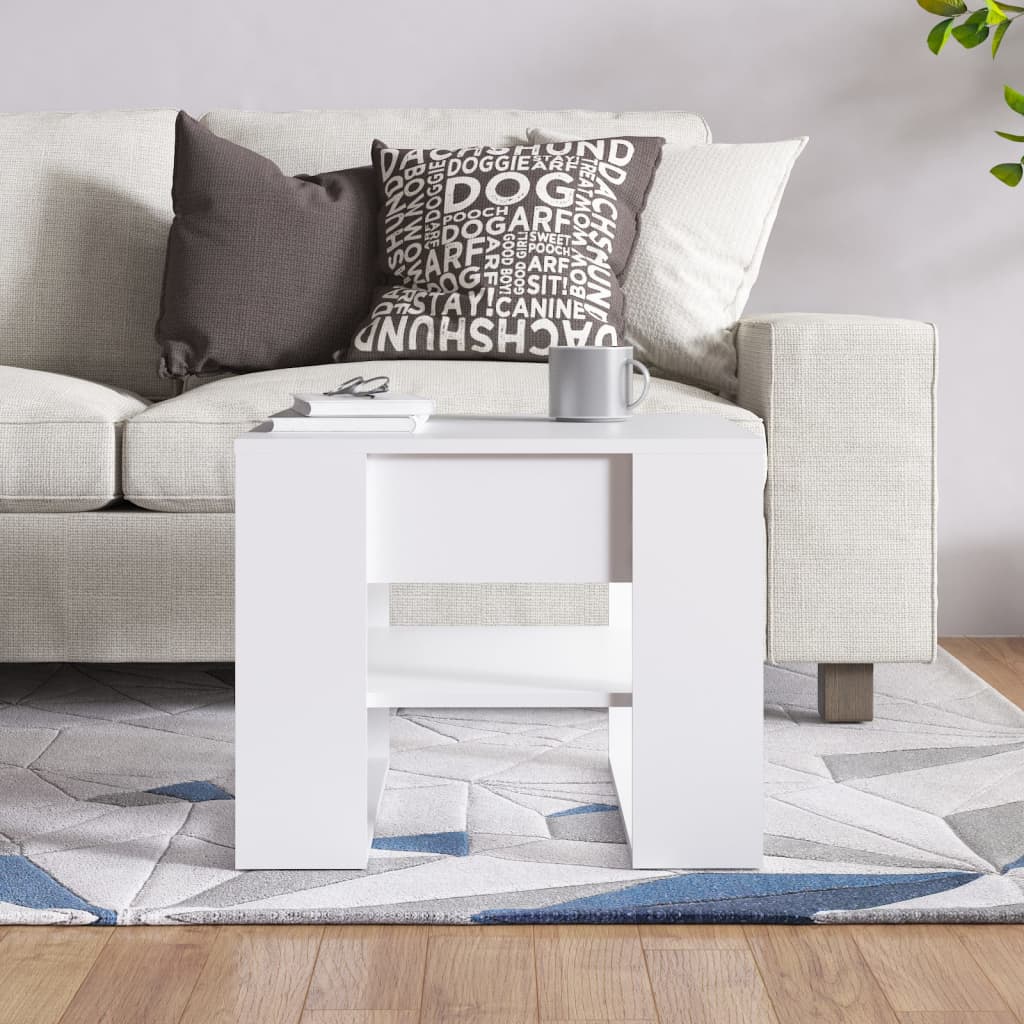 Salongbord Hvit 55,5X55X45 Cm Konstruert Tre