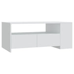 Salongbord Hvit 102X55X42 Cm Konstruert Tre