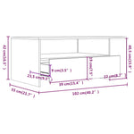 Salongbord Hvit 102X55X42 Cm Konstruert Tre