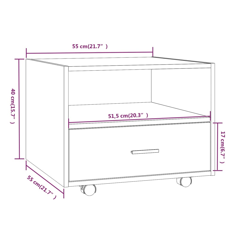 Salongbord Sonoma Eik 55X55X40 Cm Konstruert Tre