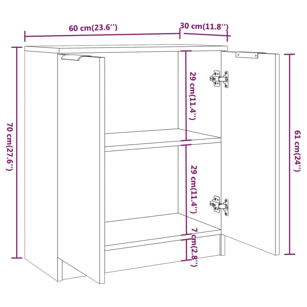 Skjenk Svart 60X30X70 Cm Konstruert Tre