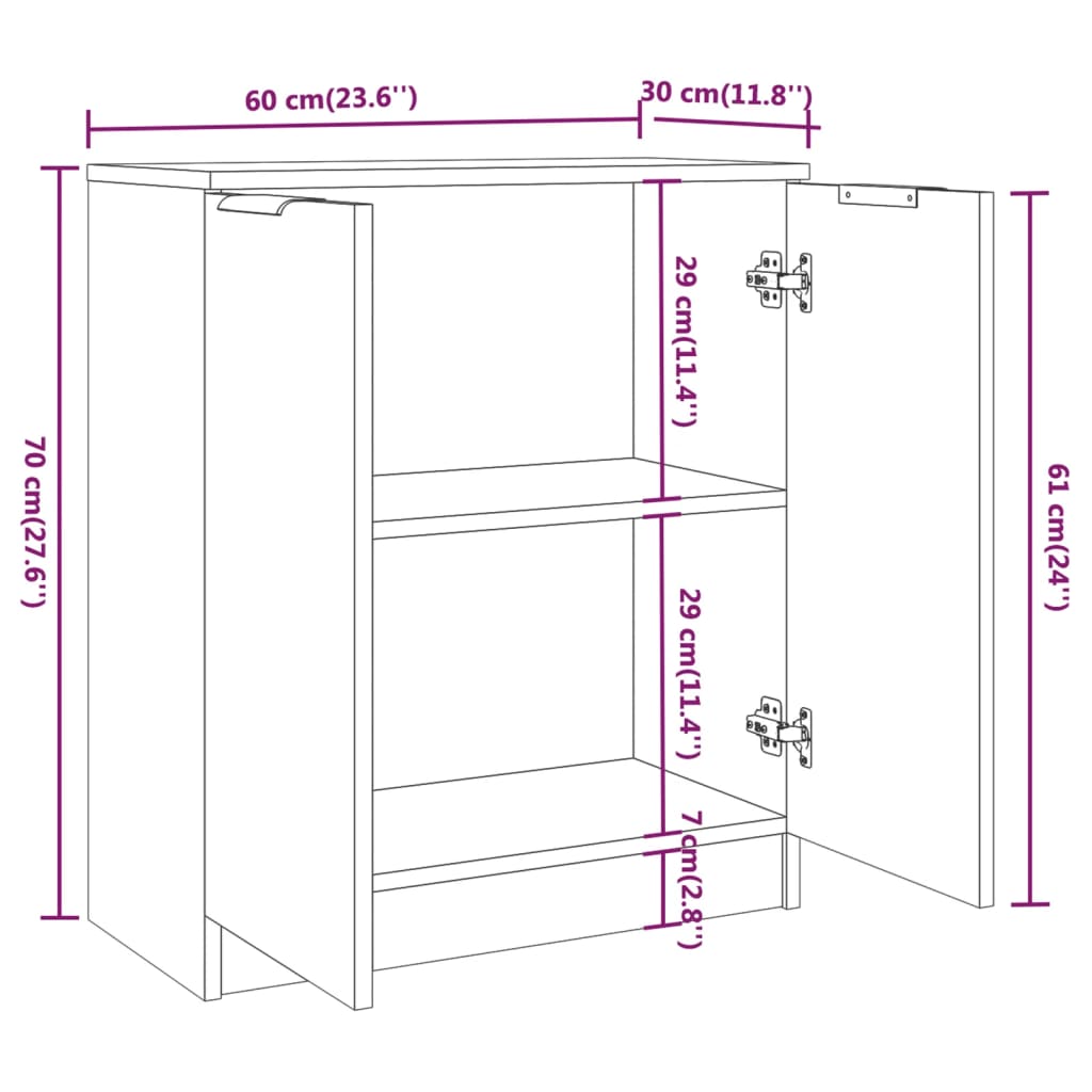Skjenk Sonoma Eik 60X30X70 Cm Konstruert Tre