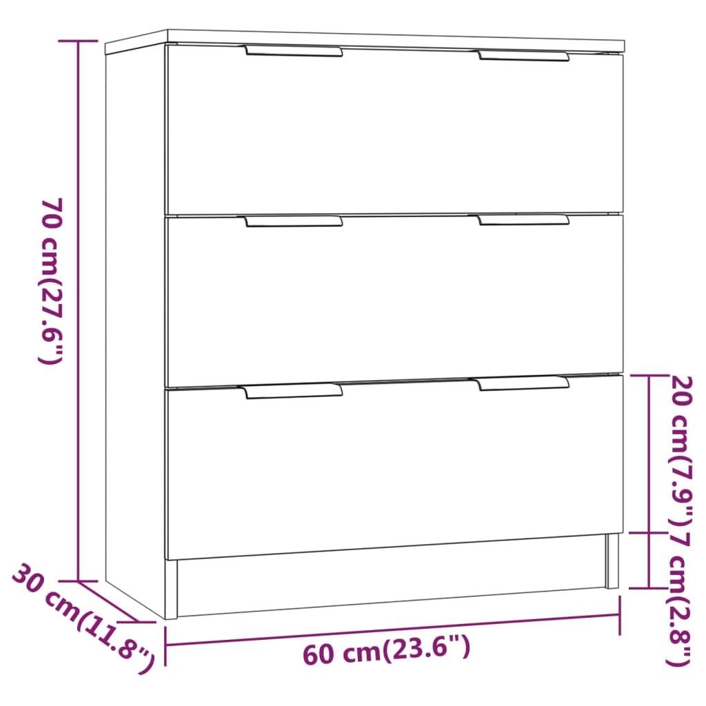 Skjenk Hvit 60X30X70 Cm Konstruert Tre