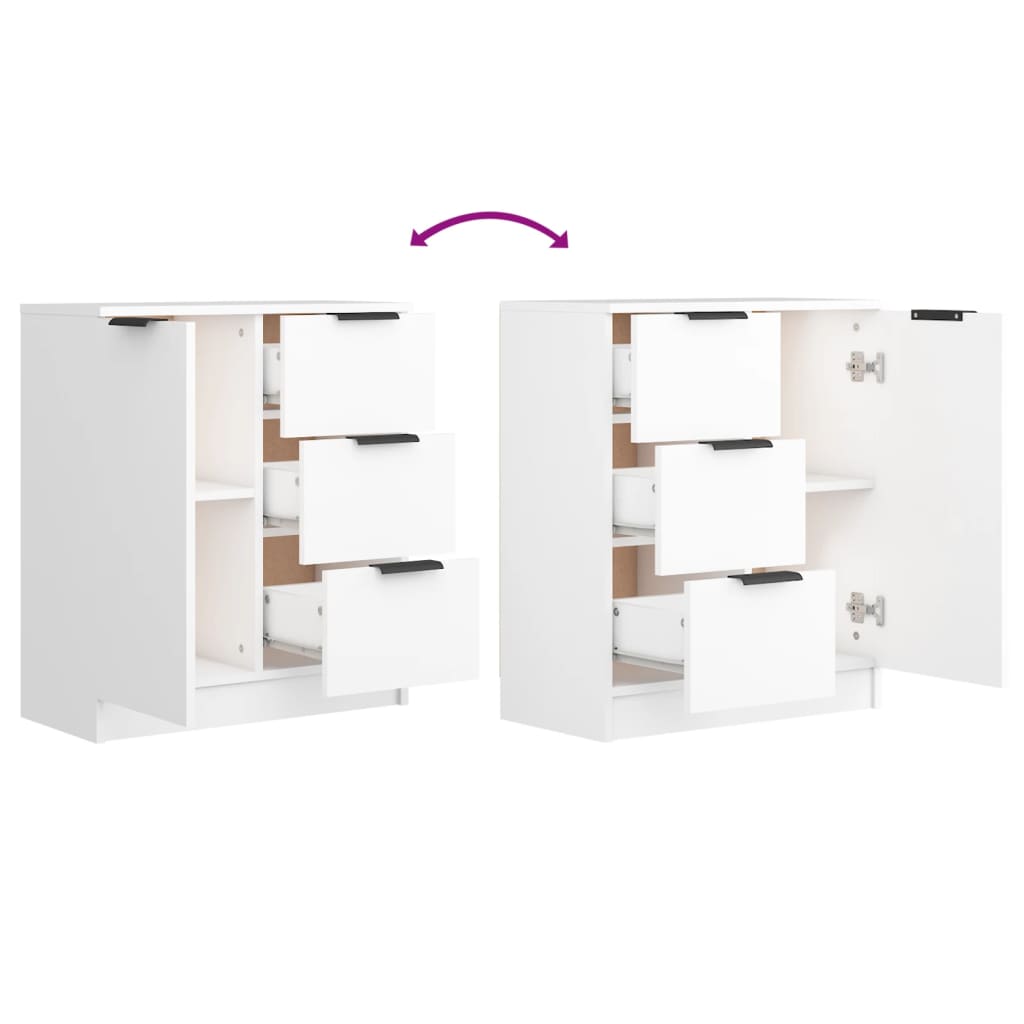 Skjenk Hvit 60X30X70 Cm Konstruert Tre