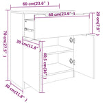 Skjenk Hvit 60X30X70 Cm Konstruert Tre