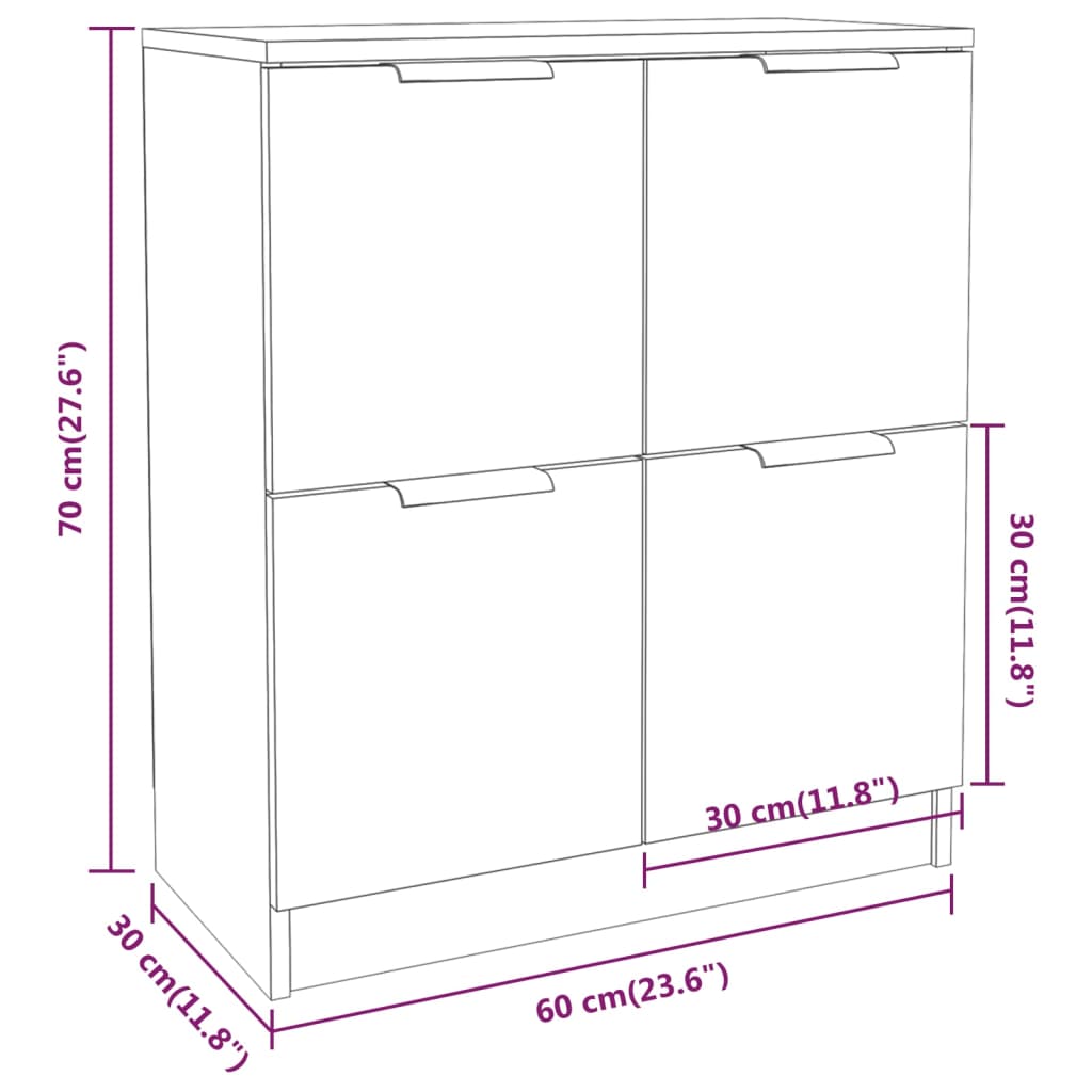 Skjenk Sonoma Eik 60X30X70 Cm Konstruert Tre