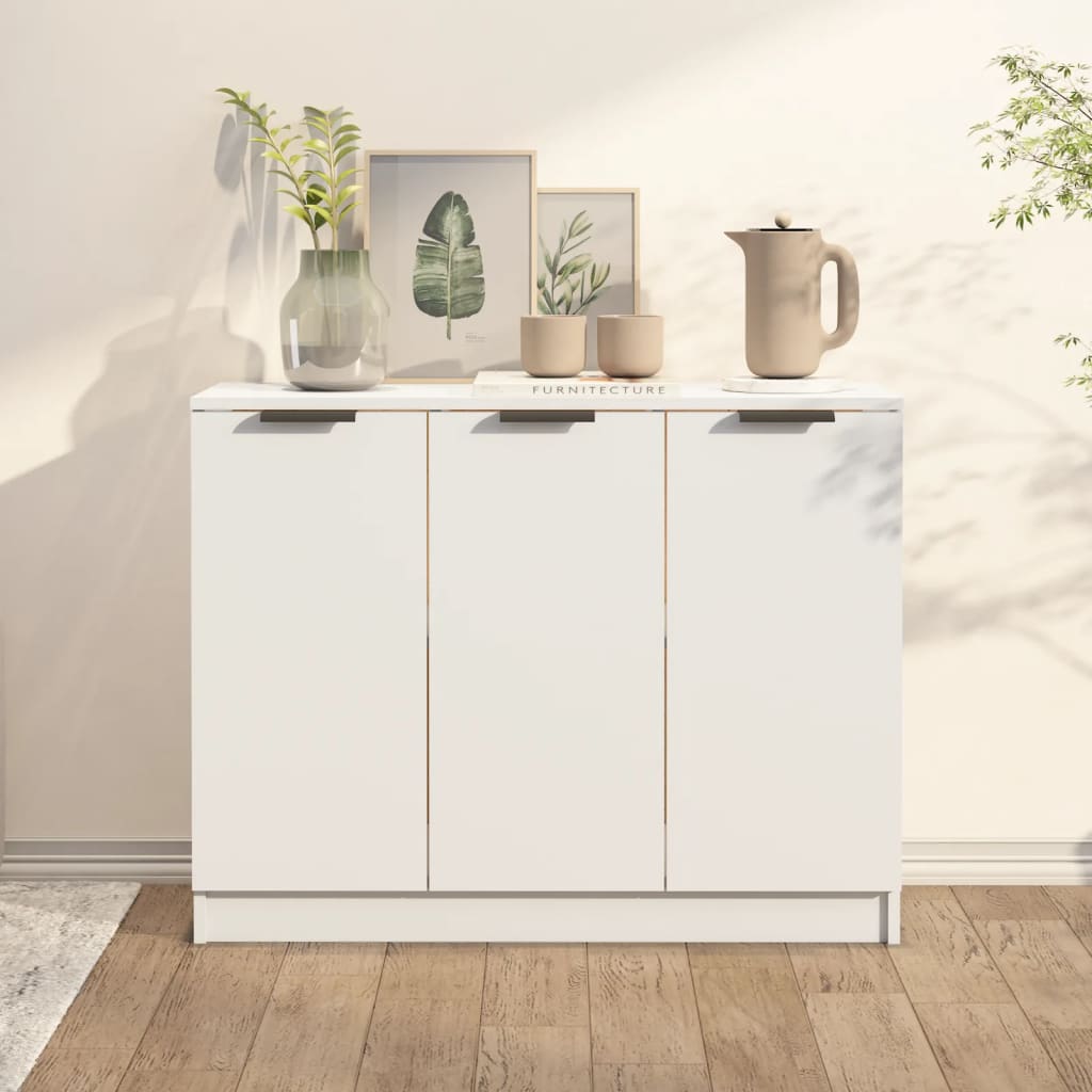 Skjenk Hvit 90,5X30X70 Cm Konstruert Tre