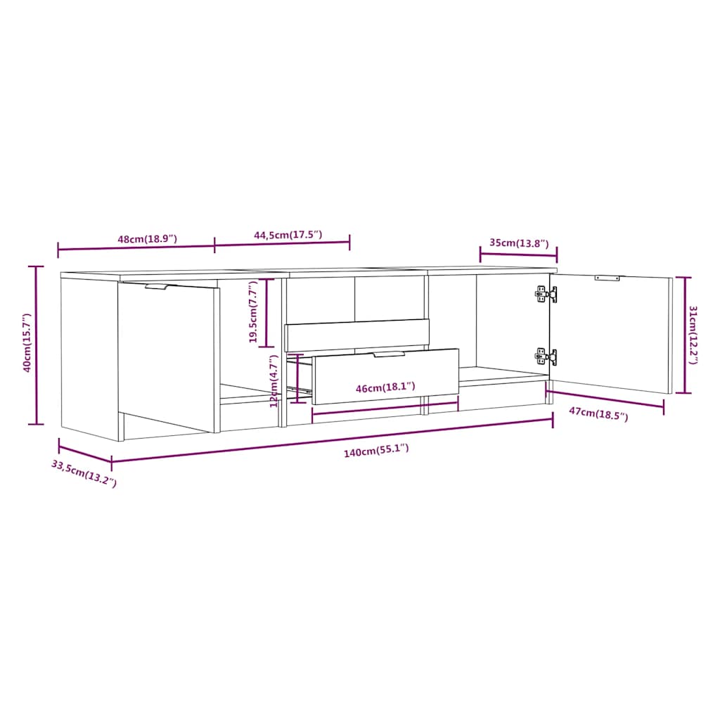 Tv-Skap Sonoma Eik 140X35X40 Cm Konstruert Tre