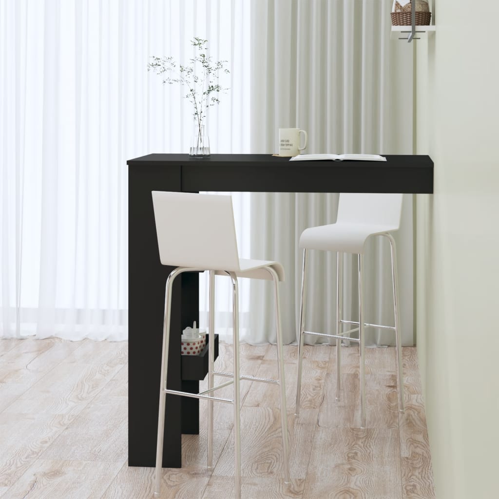Veggmontert Barbord Svart 102X45X103,5 Cm Konstruert Tre