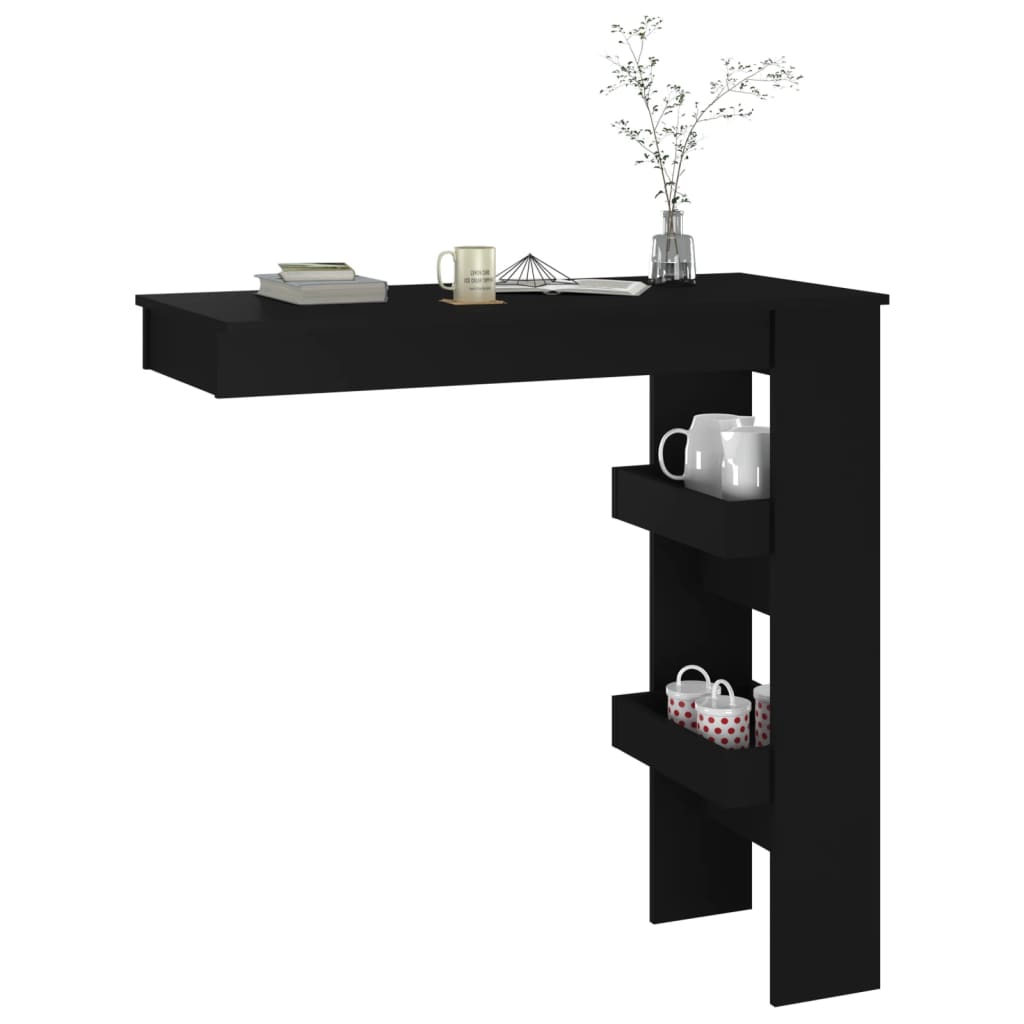 Veggmontert Barbord Svart 102X45X103,5 Cm Konstruert Tre