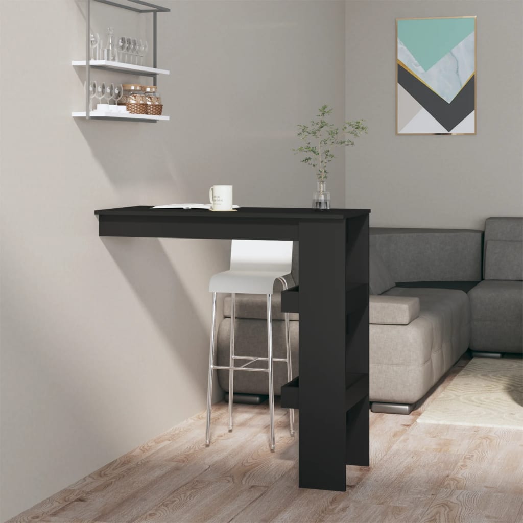 Veggmontert Barbord Svart 102X45X103,5 Cm Konstruert Tre