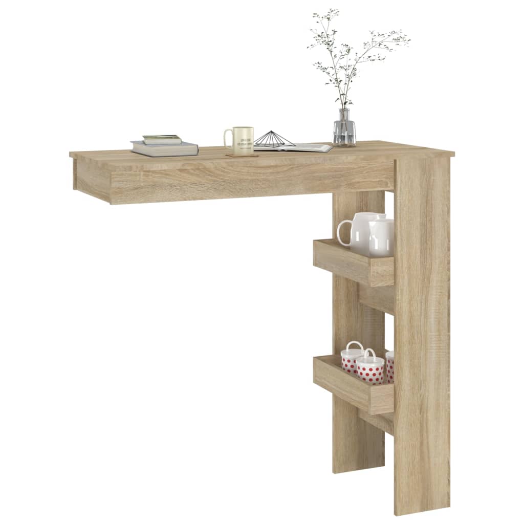 Veggmontert Barbord Sonoma Eik 102X45X103,5 Cm Konstruert Tre