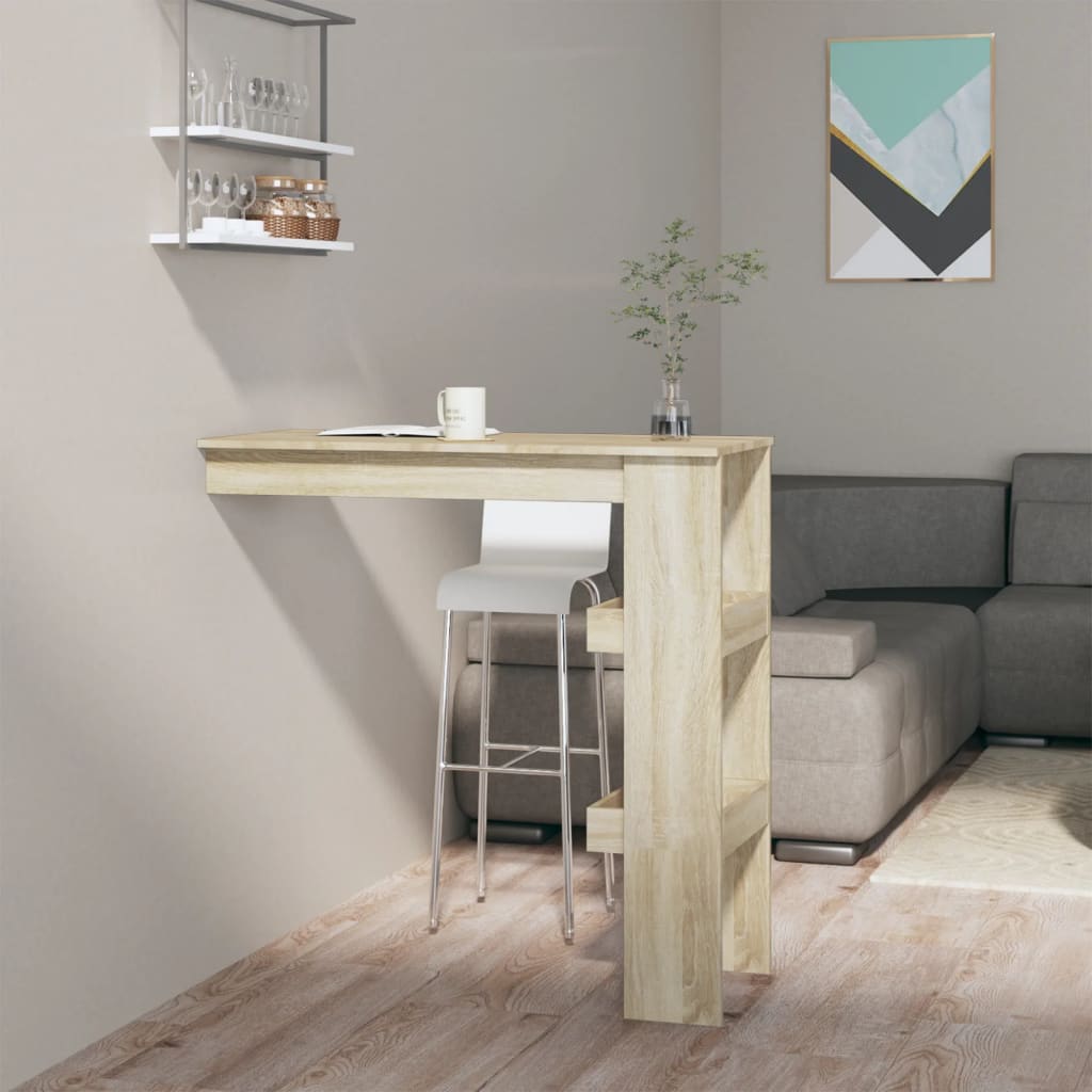 Veggmontert Barbord Sonoma Eik 102X45X103,5 Cm Konstruert Tre