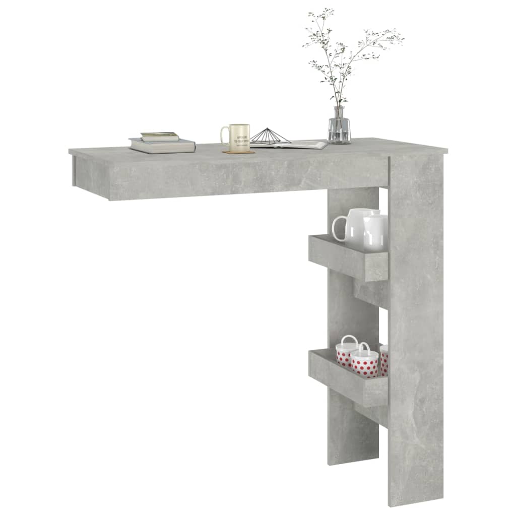 Veggmontert Barbord Betonggrå 102X45X103,5 Cm Konstruert Tre