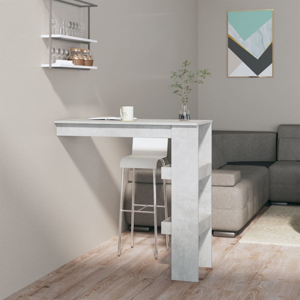 Veggmontert Barbord Betonggrå 102X45X103,5 Cm Konstruert Tre