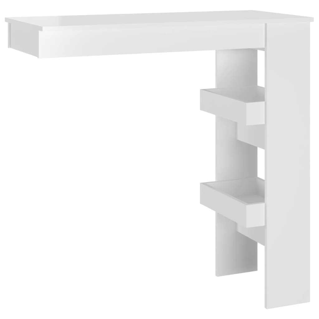 Veggmontert Barbord Høyglans Hvit 102X45X103,5Cm Konstruert Tre