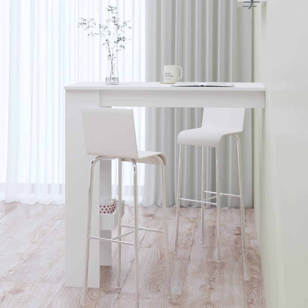 Veggmontert Barbord Høyglans Hvit 102X45X103,5Cm Konstruert Tre