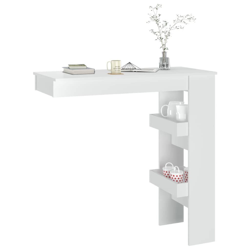 Veggmontert Barbord Høyglans Hvit 102X45X103,5Cm Konstruert Tre