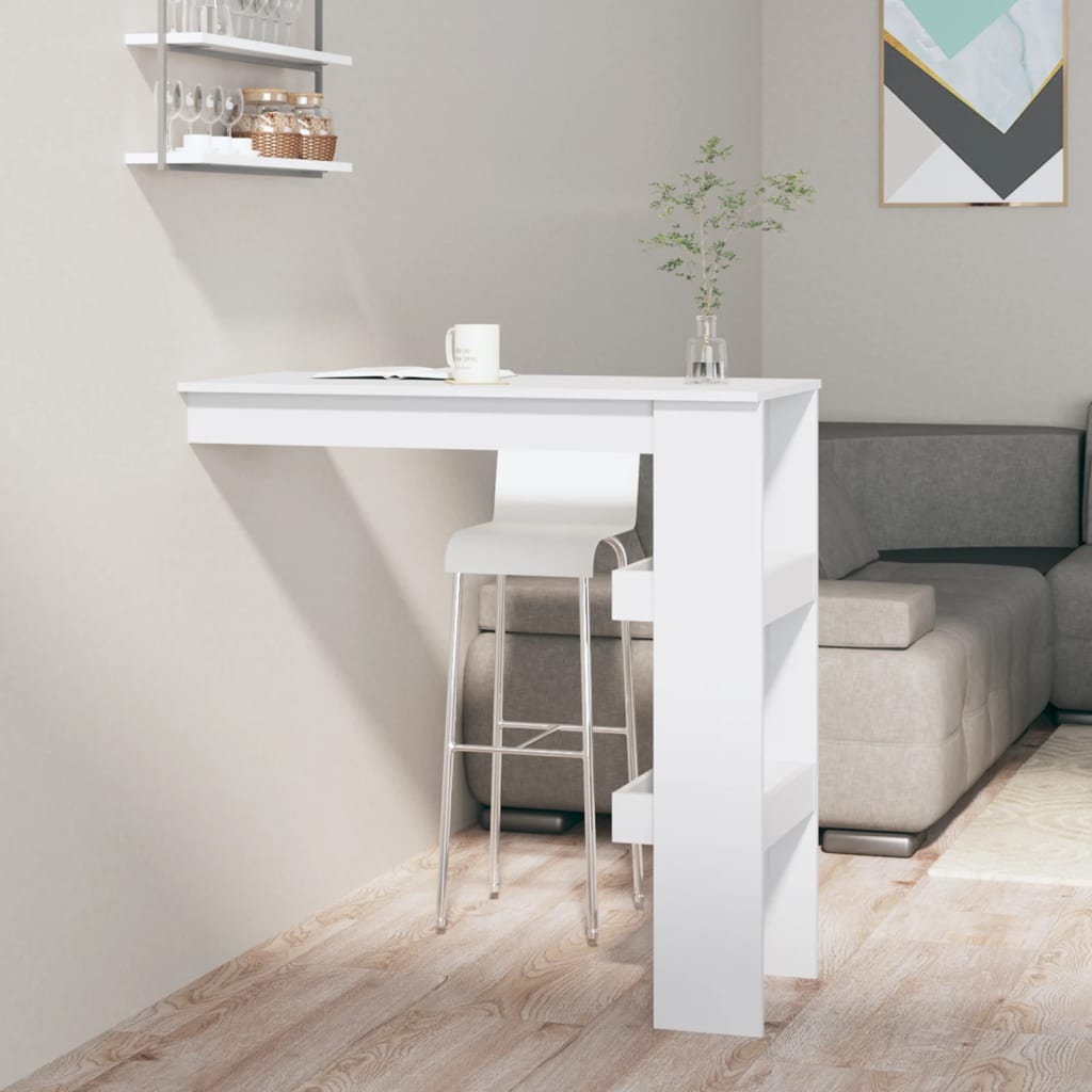 Veggmontert Barbord Høyglans Hvit 102X45X103,5Cm Konstruert Tre