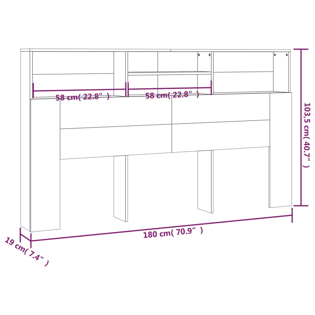 Sengegavlskap Sonoma Eik 180X19X103,5 Cm