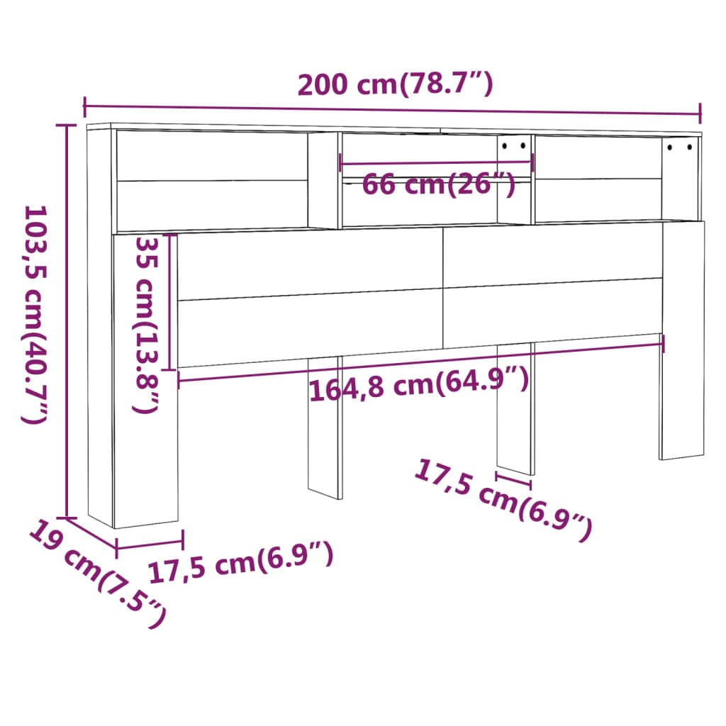Sengegavlskap Sonoma Eik 200X19X103,5 Cm