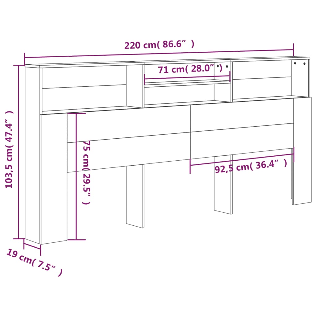 Sengegavlskap Svart 220X19X103,5 Cm