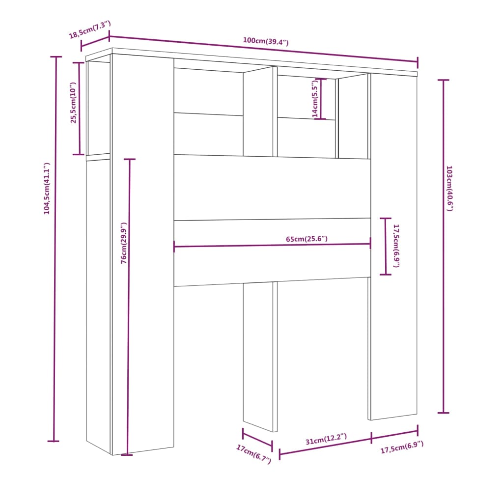 Sengegavlskap Sonoma Eik 100X18,5X104,5 Cm