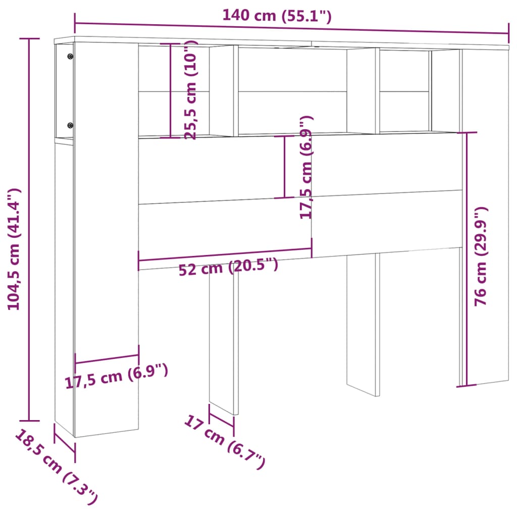 Sengegavlskap Sonoma Eik 140X18,5X104,5 Cm