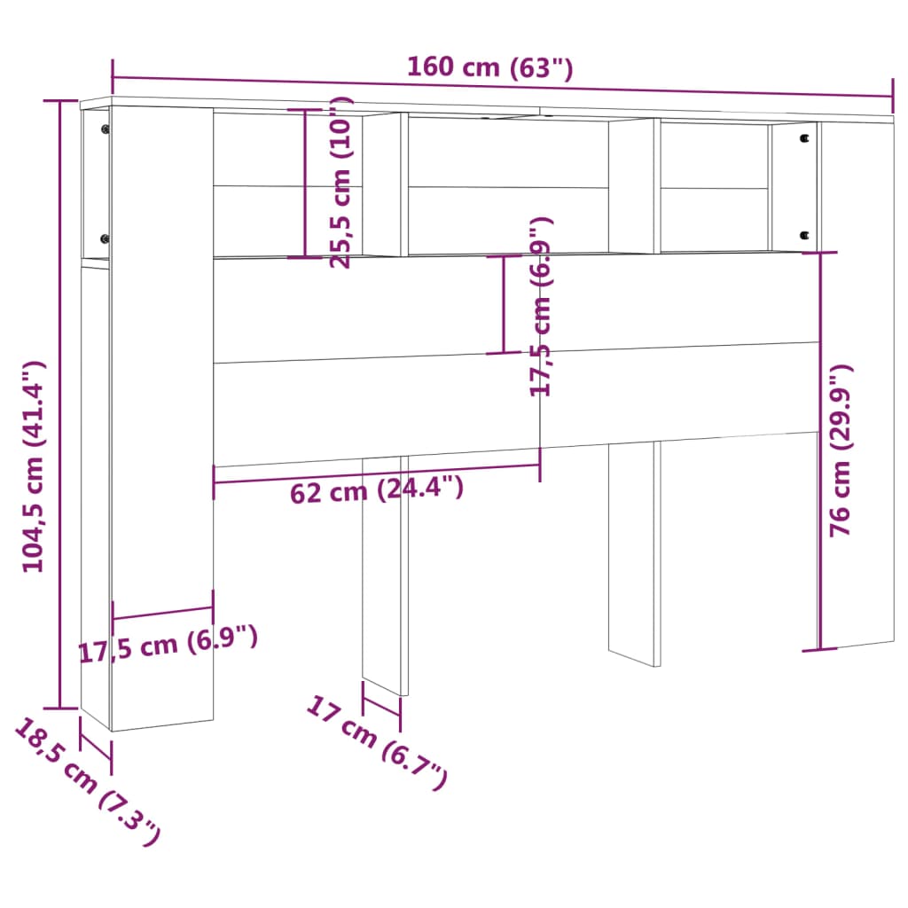 Sengegavlskap Sonoma Eik 160X18,5X104,5 Cm