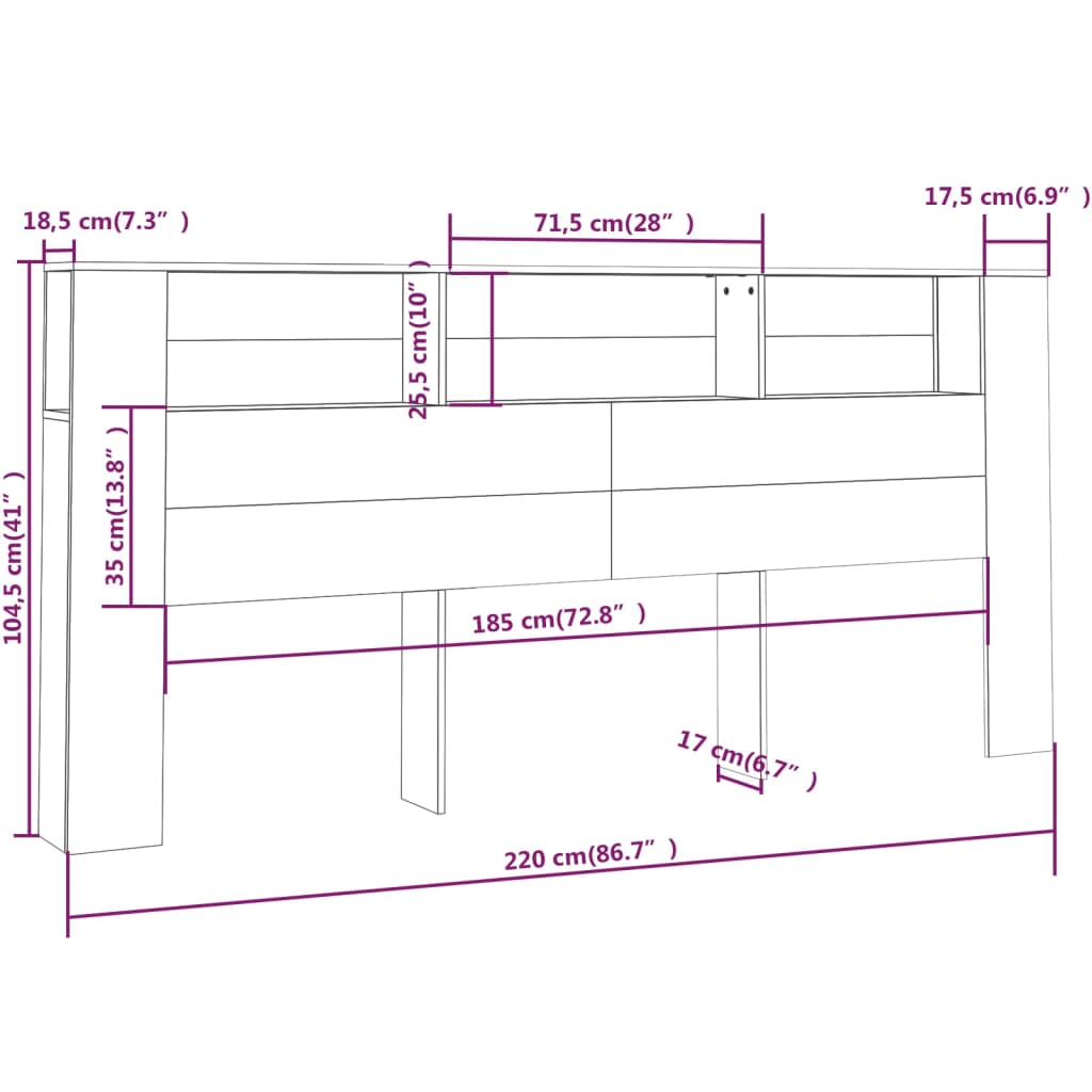 Sengegavlskap Sonoma Eik 220X18,5X104,5 Cm
