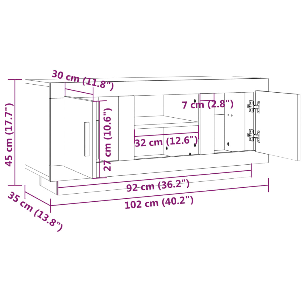 Tv-Benk Røkt Eik 102X35X45 Cm Konstruert Tre