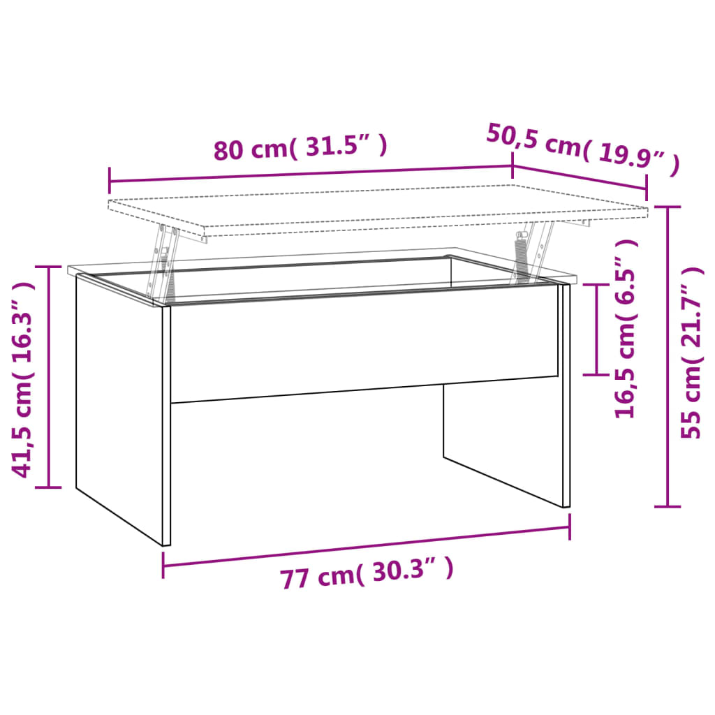 Salongbord Hvit 80X50,5X41,5 Cm Konstruert Tre