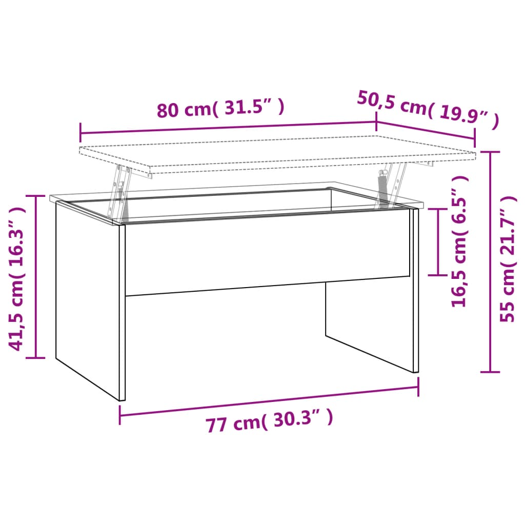 Salongbord Sonoma Eik 80X50,5X41,5 Cm Konstruert Tre