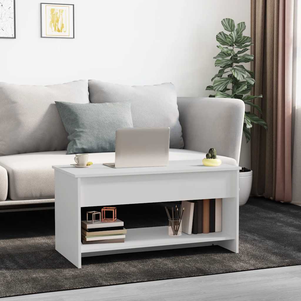 Salongbord Hvit 102X50X52,5 Cm Konstruert Tre