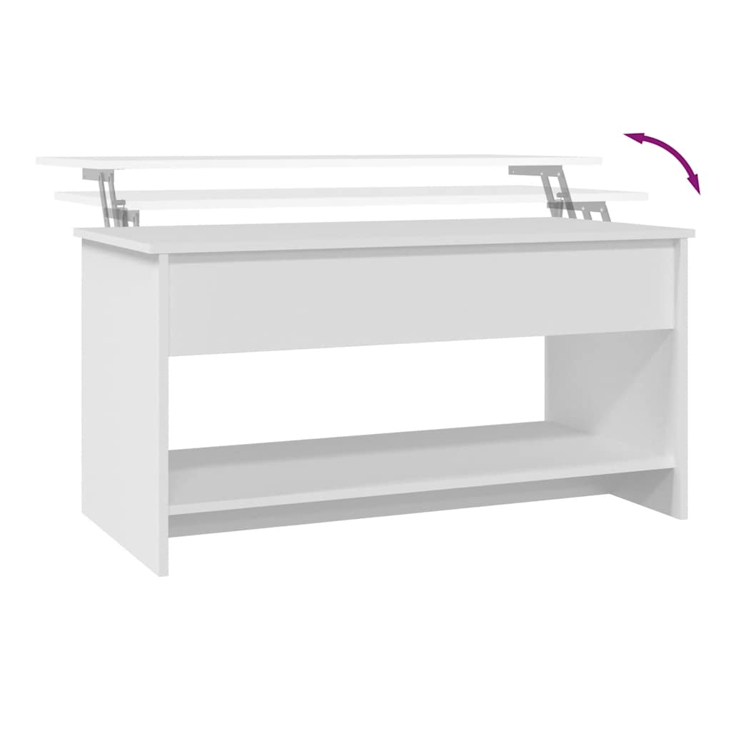 Salongbord Hvit 102X50X52,5 Cm Konstruert Tre
