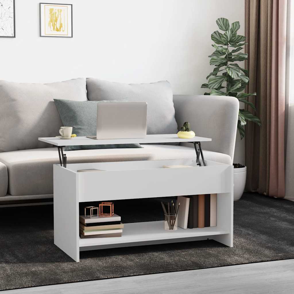 Salongbord Hvit 102X50X52,5 Cm Konstruert Tre