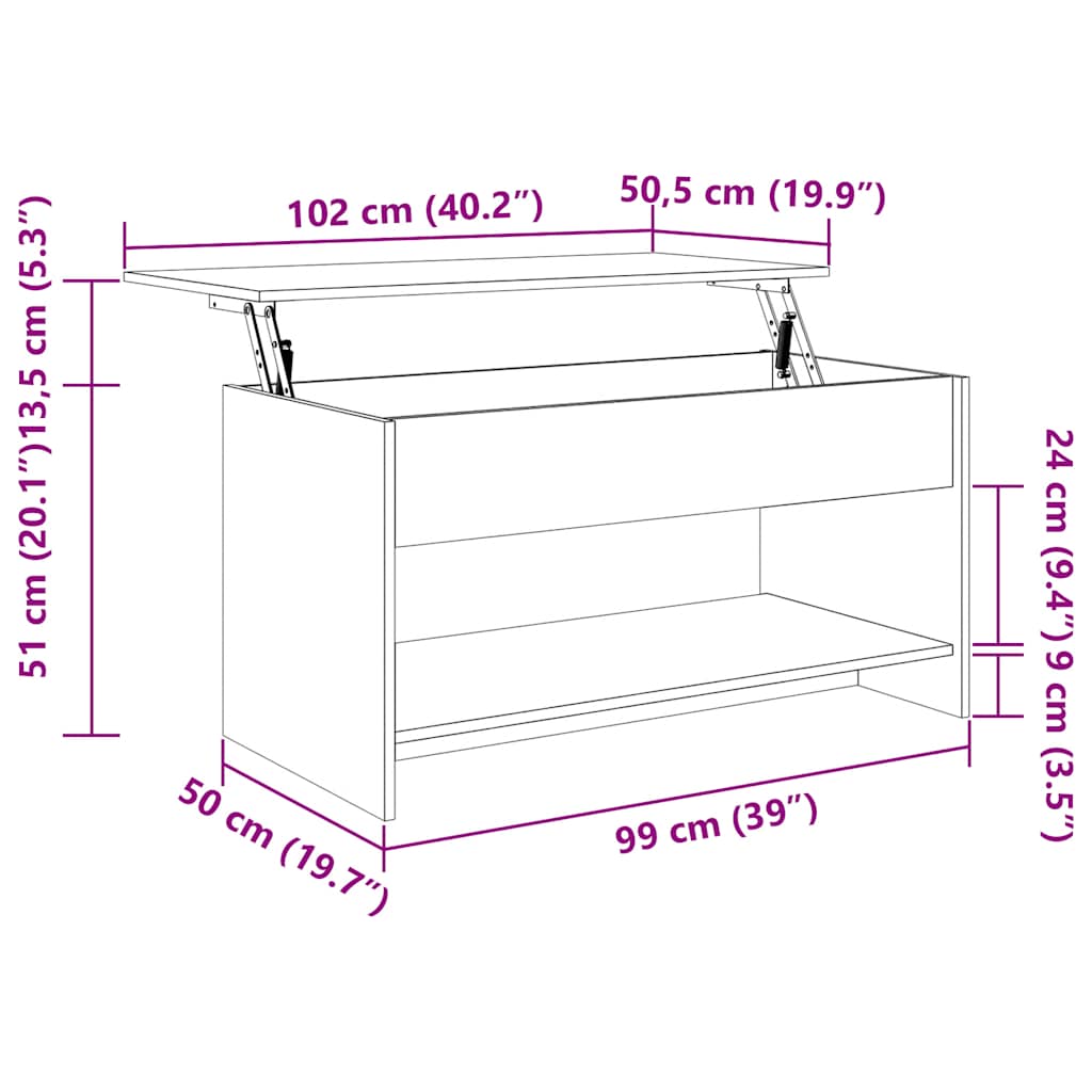 Salongbord Sonoma Eik 102X50X52,5 Cm Konstruert Tre