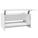Salongbord Hvit 80X50X40 Cm Konstruert Tre