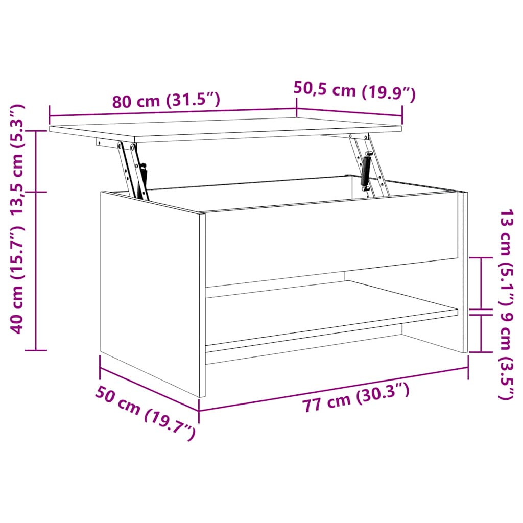 Salongbord Hvit 80X50X40 Cm Konstruert Tre