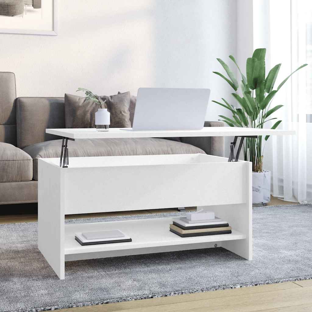 Salongbord Hvit 80X50X40 Cm Konstruert Tre