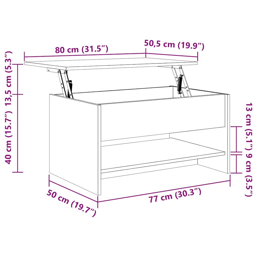 Salongbord Sonoma Eik 80X50X40 Cm Konstruert Tre