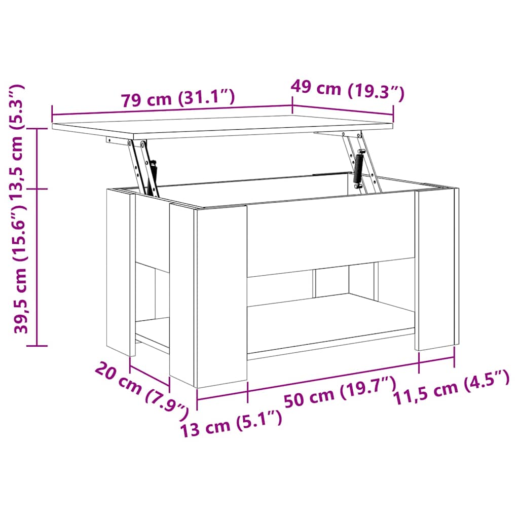 Salongbord Sonoma Eik 79X49X41 Cm Konstruert Tre