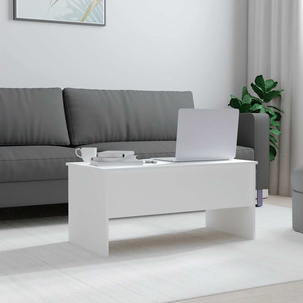 Salongbord Hvit 102X50,5X46,5 Cm Konstruert Tre