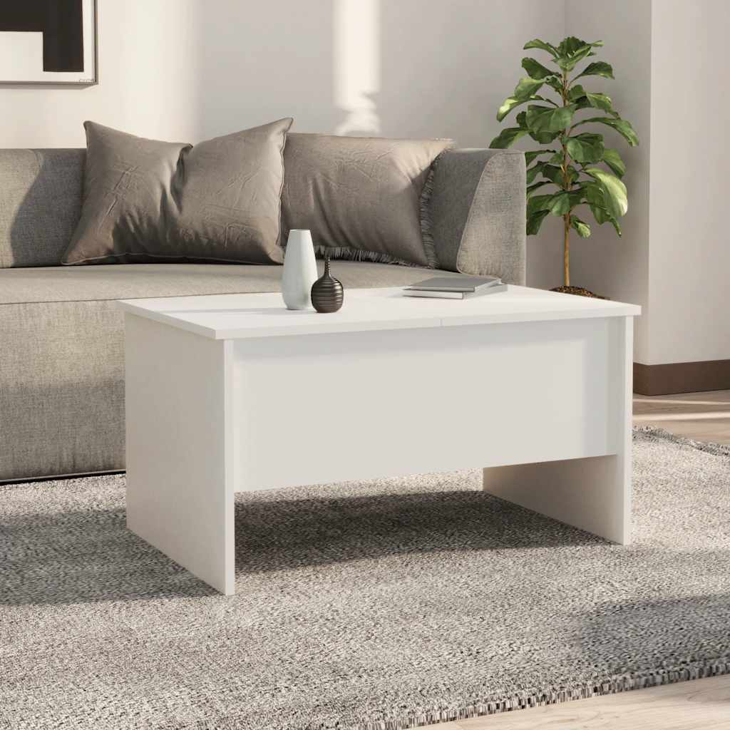 Salongbord Hvit 80X50X42,5 Cm Konstruert Tre