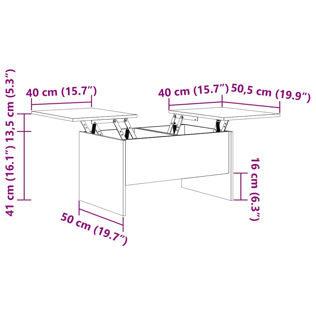 Salongbord Hvit 80X50X42,5 Cm Konstruert Tre