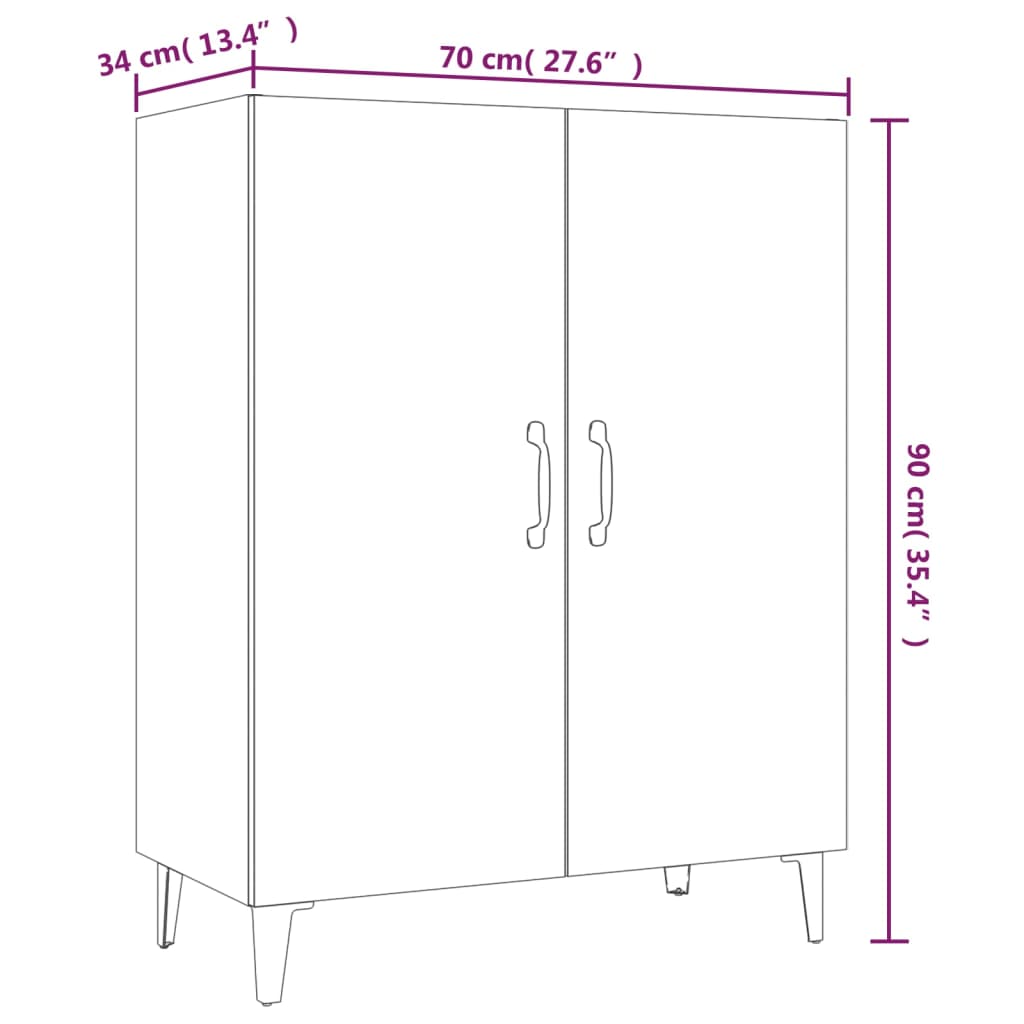 Skjenk Hvit 70X34X90 Cm Konstruert Tre